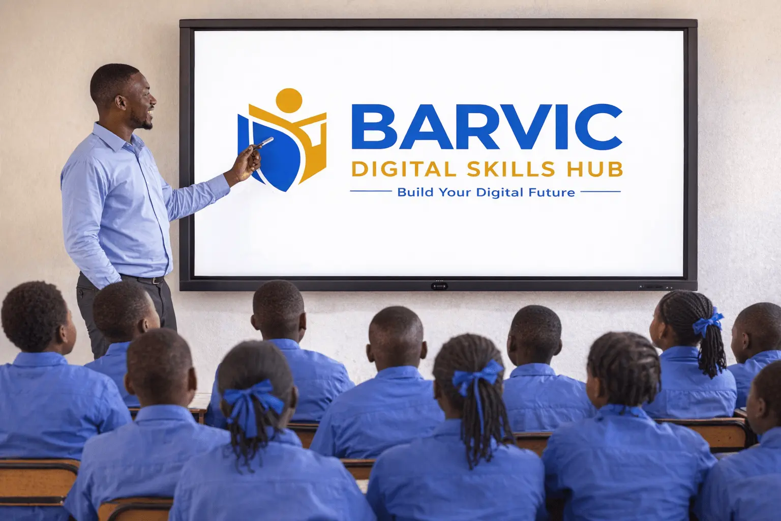 Barvic smartboard used in a digital skills classroom for interactive learning