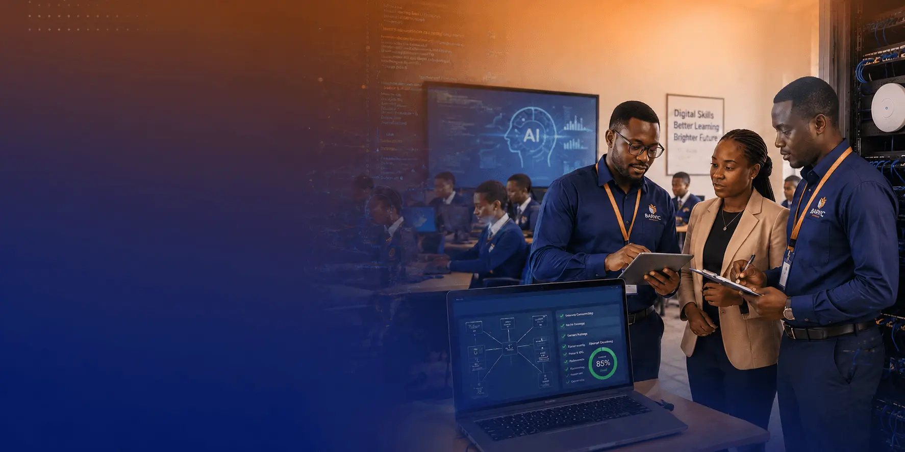 Students attending a tech career mentorship session in a learning environment